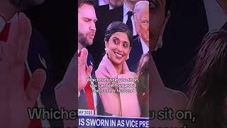 Proud Usha Vance looking at JD Vance  #ushavance #jdvance #inaugurationday #wife