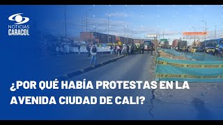 Por protestas en avenida Ciudad de Cali, bloqueado Transmilenio desde Portal Américas