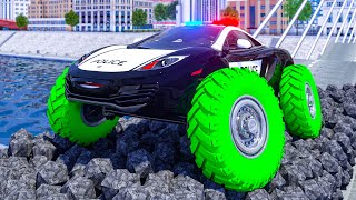 Super Police Car Change Tyres | Fire Truck Frank |  Monster Cars | Wheel City Heroes Cartoon