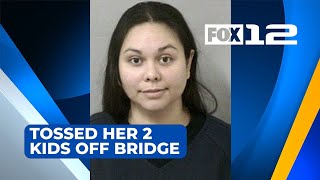 Woman who threw her 2 young kids off Portland bridge dies in prison