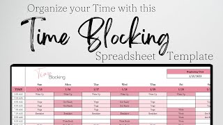 Time Blocking Google Sheets, Time Blocking Schedule Template Excel Spreadsheet, Time Block Planner