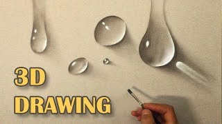 Drawing of water drops/ Life Like DRAWING/ How To Paint hyperrealistic 3D