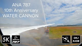 [GoPro5K] ANA787 就航10周年記念フライト。放水アーチを機内から見るとこうなる。「787 10周年プロジェクト」