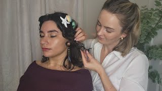 ASMR Perfectionist Curly Hair Enhancement \u0026 Hair Pinning - Seashell Clips, Finger Curls, Final Touch