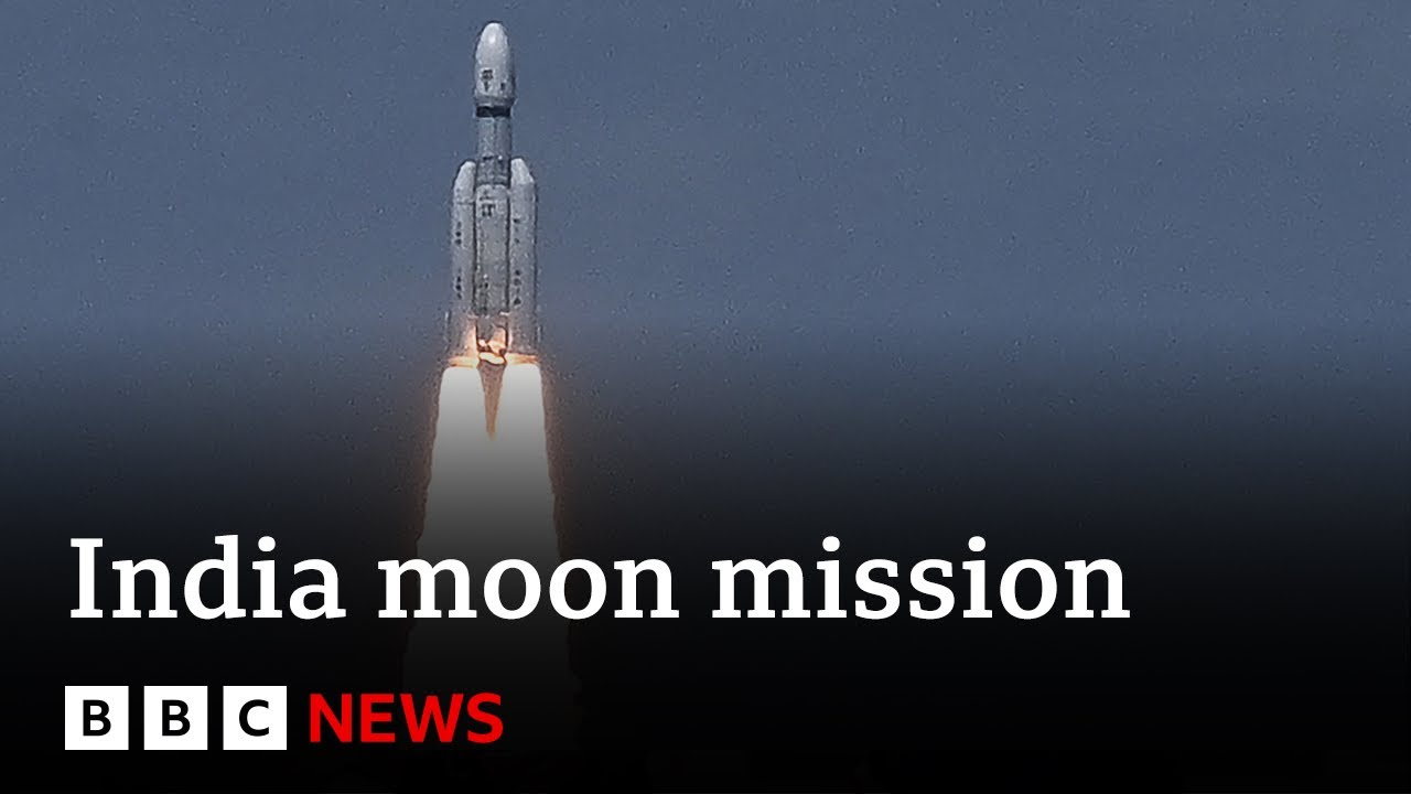 India Moon Mission Rocket Blasts Into Space - BBC News - YouTube