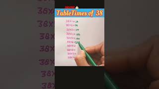 😇TableTimes of 38( पहाड़ा 38 का) #table#shortsfeed  #multiplication#ytshorts  #shorts#viral #youtube