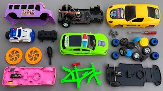 Satisfying Assemble Toy School Bus, Police Car and Bicycle | Toy Vehicles Attached