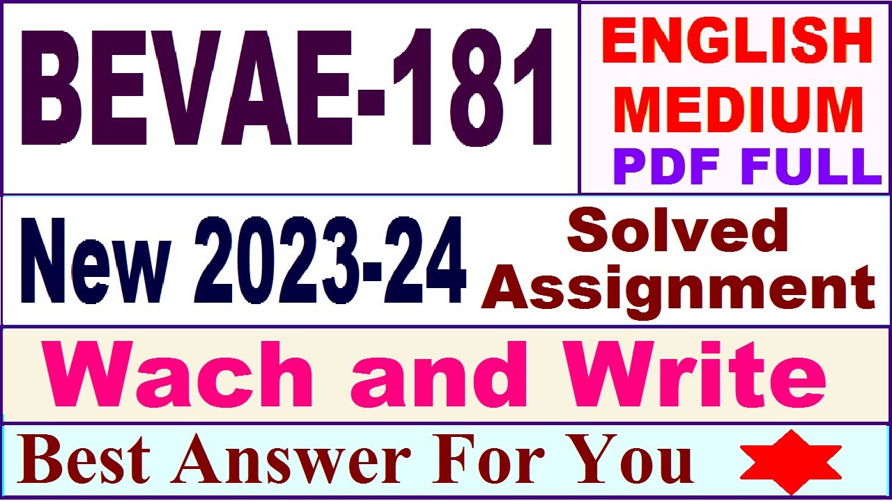 BEVAE 181 Solved Assignment 2023-24 / Bevae 181 Solved Assignment 2024 ...