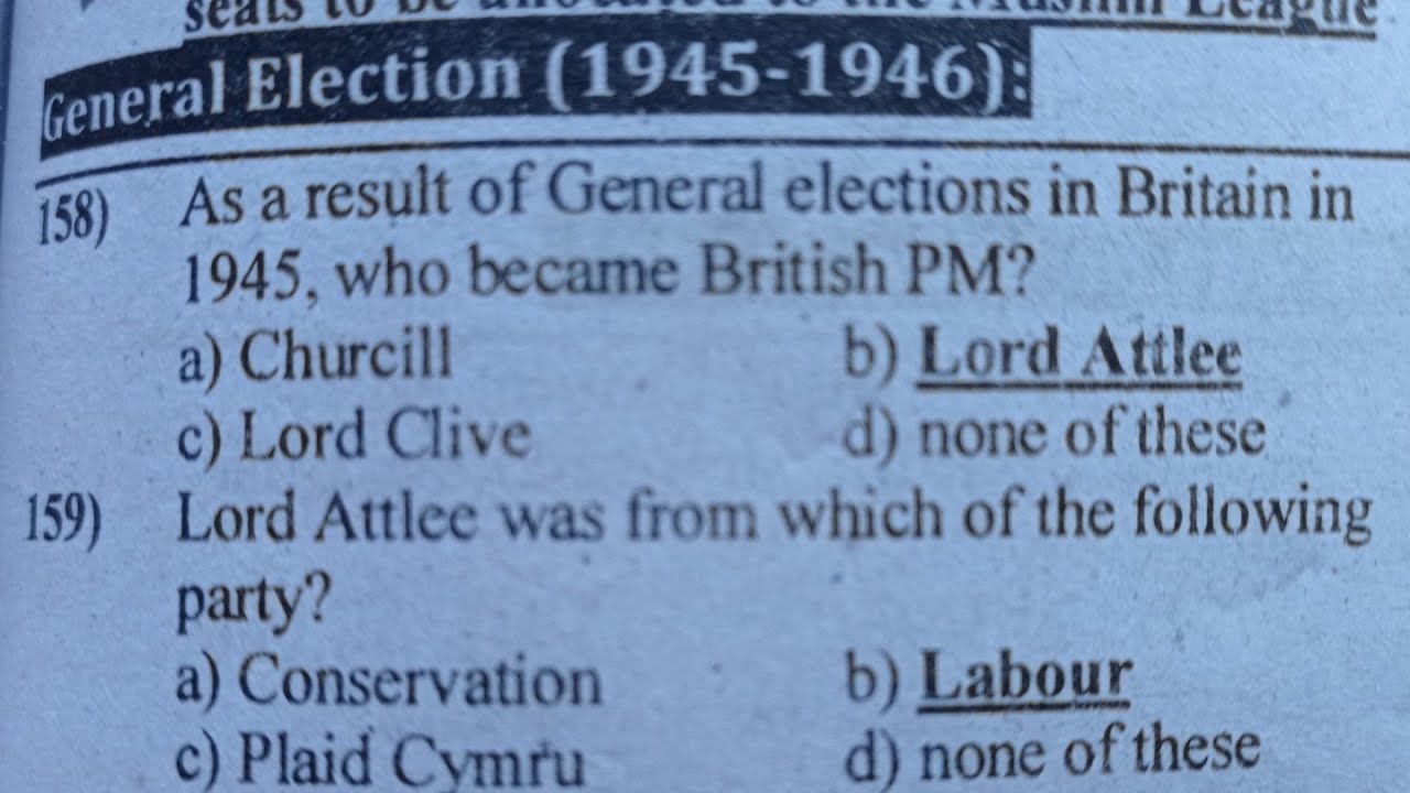 Pak Study Most Important MCQS About General Election 1945-46 For PST CT ...