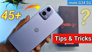 moto G34 5G 45+ Amazing Features ⚡ Tips and Tricks | Android 14 - हिंदी।