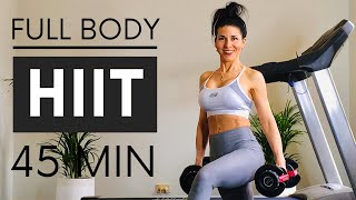 Full Body HIIT Workout With Weights No Repeats /  At Home Strength Workout With Dumbbells /