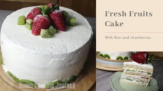 Kiwi \u0026 Strawberry Fresh Fruits Cake | New Year's Special