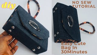 ⭐DIY CUTE PORTABLE LUXURY BAG | NO SEW TUTORIAL | JUST IN 30MINUTES | EASY BAG | Khembuzz