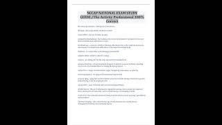 NCCAP NATIONAL EXAM STUDY GUIDE THE ACTIVITY PROFESSIONAL 100 CORRECT