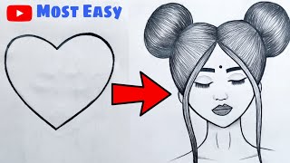 Girl drawing for beginners/ How to draw a girl easy (step by step) / Рисунок Карандашом