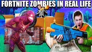 FORTNITE BOX FORT BATTLE IRL!! 📦⛏ Fortnite Zombies Base Defence (Nerf)