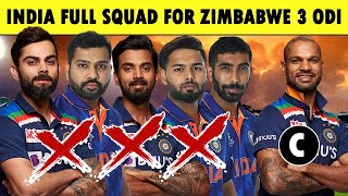 Indian Squad for Zimbabwe Tour 2022 to play 3 ODI Match Series | Shikhar Captain| Kohli Rohit Rested
