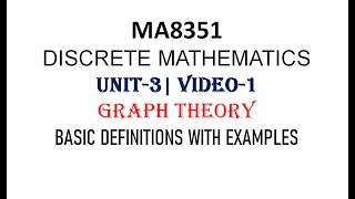 MA8351| DISCRETE MATHEMATICS| UNIT-3| VIDEO-1| GRAPH THEORY INTRODUCTION| BASIC DEFINITIONS