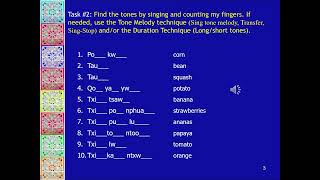 LAB EXERCISE SET3: Exercise #3 -- Exercises to reinforce the ability to identity tones in Hmong