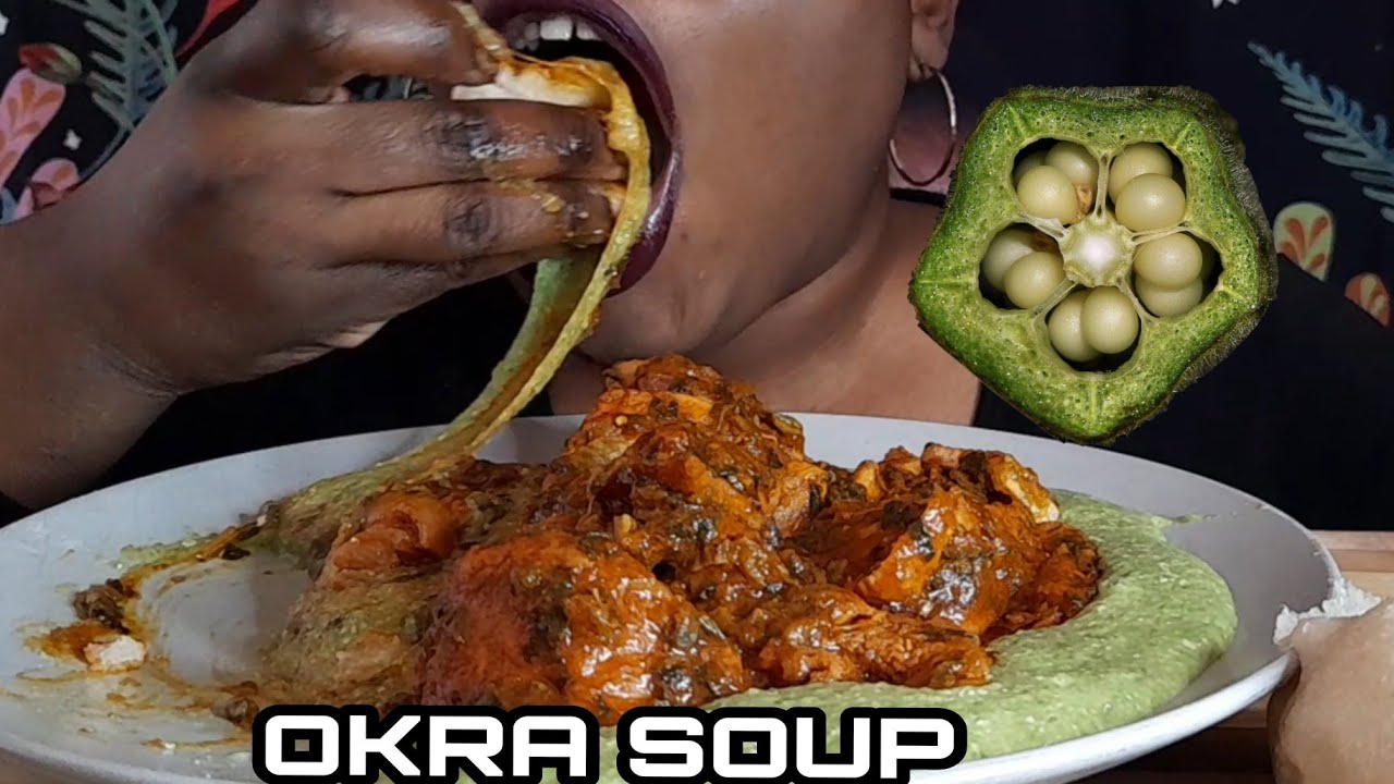 ASMR HOW TO EAT FUFU AND OKRA SOUP AFRICAN FOOD/ MESSY EATING/SMACKING ...