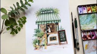 beautiful store painting-A little France restaurant (水彩法國小餐屋)