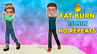 15-MIN FAT BURNING EXERCISE FOR KIDS - FULL BODY, NO REPEAT