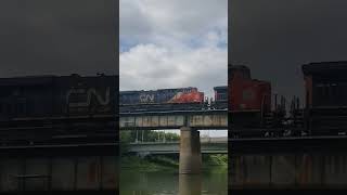 CN SD70 leading a train Winnipeg 2023