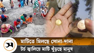 স্বর্ণের খোঁজে রাতেও টর্চ জ্বালিয়ে মাটি খুঁড়ছেন হাজারো মানুষ । gold news thakurgaon