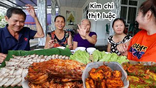 Quyên làm kim chi CẢI THẢO, DƯA LEO, CỦ CẢI TRẮNG, HÀNH LÁ. Luộc thịt ăn cùng. Quê Tôi #37