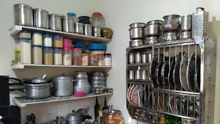 Couple Kitchen Organization || Small Indian Kitchen Organization 3 || మా చిన్న వంటగది