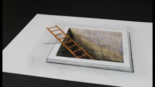 drawing 3d!! How to Draw a amazing realistic Ladder in a Hole at home for kids