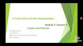 Python Application Programming Module 4 Session 5 Classes and Methods