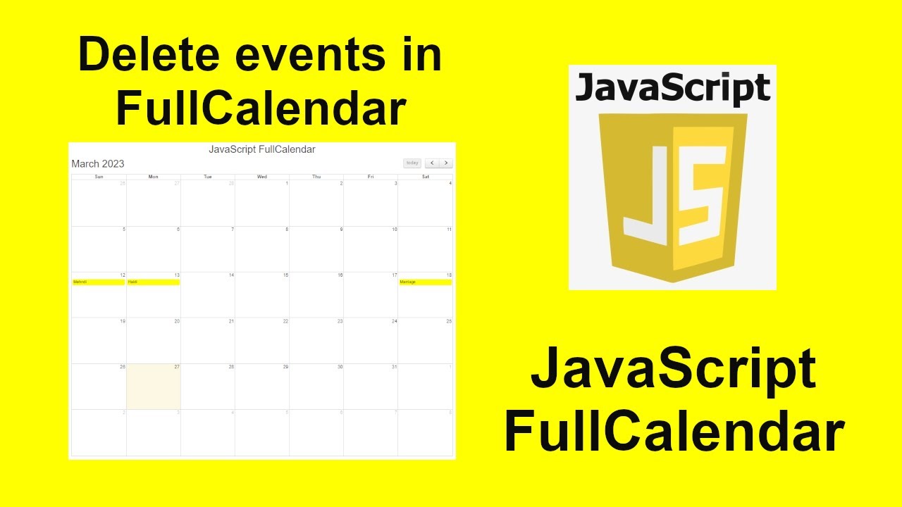 08 Delete Events In Javascript Fullcalendar Youtube