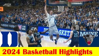 Maine vs #7 Duke Basketball Game Highlights 11 4 2024