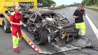 11.06.2017 - VN24 - Lamborghini Murciélago brennt nach Unfall auf A2 - Fahrer stirbt noch am Steuer