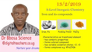 Transition elements Iron  By Dr Bbosa Science