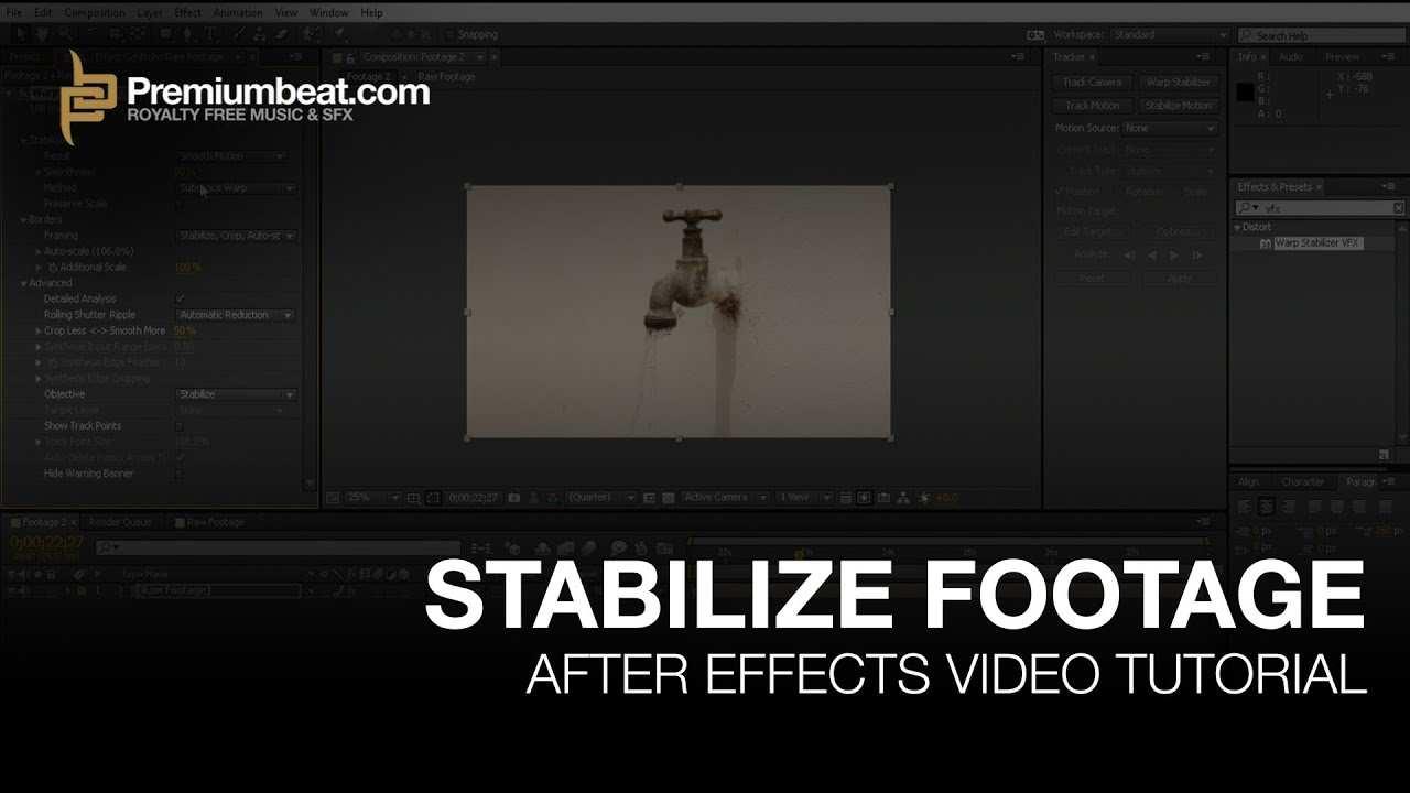 After Effects Tutorial Stabilize Video Footage Youtube