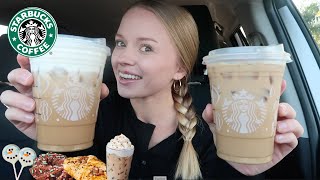 STARBUCKS HOLIDAY MENU | Iced Sugar Cookie Latte and Caramel Brûlée latte with Cold Foam