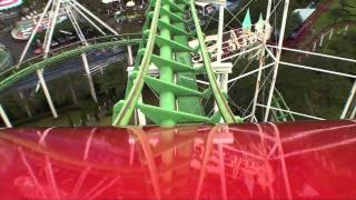 Corkscrew Roller Coaster Front Seat POV Benyland Sendai Japan Arrow HD