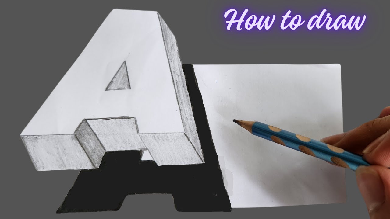 How To Draw 3d Letters Step By Step For Beginners 3d Drawing Youtube