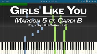 Maroon 5 - Girls Like You (Piano Cover) ft Cardi B by LittleTranscriber