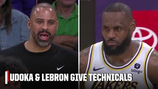 Ime Udoka EJECTED, LeBron James given technical & words exchanged between Lakers vs. Rockets 👀