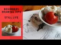 Beginners drawing tips and ideas. Setting up a very simple still life and checking posture.