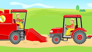 Tractor and Combine Harvester \u0026 Agricultural Machinery for Kids | Harvest - Traktor i Kombajn