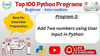 Python Program 003 |Add Two Numbers Using User Input | Python Basics #pythonprogramming #education