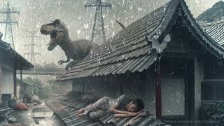 Tidur di Atap Rumah dengan Kejutan T-Rex 🌧️ Suara Hujan sebagai Pengantar Tidur Terbaik!