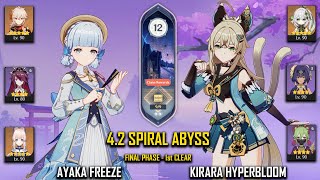 【GI】C2R1 Ayaka Freeze and C2 Kirara Hyperbloom - 4.2 Spiral Abyss Final Phase - Floor 12 9 Stars