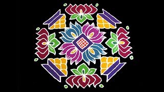 Big Pongal Rangoli 2019 With 17x7x7 Dots - Latest Pongal Kolam - Pongal Rangoli 2019 with colors