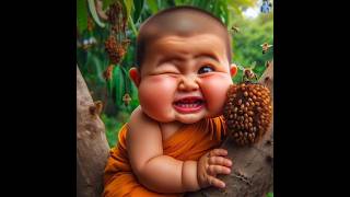 Funny little monk so cute baby😍😂 #shorts #viralshorts #trendingshorts #foryou #cutemonk #cutebaby