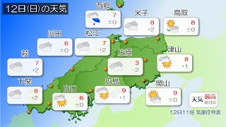 2025/01/12 中国地方の天気予報 昼